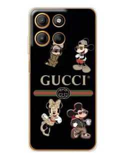 Чехол для Motorola Moto G15 Power с картинкой «Gucci — герои Disney и монограмма»