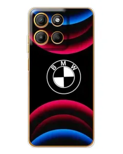 Чехол для Motorola Moto G15 Power с картинкой «Логотип BMW и неоновые дуги»