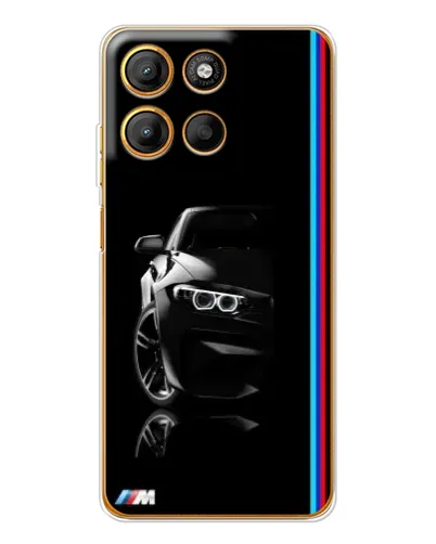Чехол для Motorola Moto G15 Power с картинкой «Силуэт BMW в темноте»