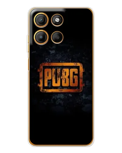 Чехол для Motorola Moto G15 Power с картинкой «PUBG — золотой логотип»