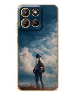Чехол для Motorola Moto G15 Power с картинкой «Герой PUBG на скале»
