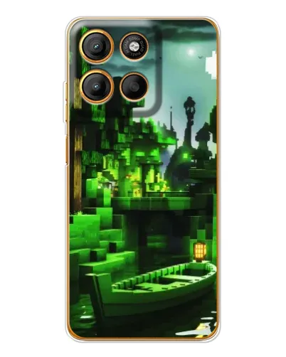 Чехол для Motorola Moto G15 Power с картинкой «Minecraft лесной пейзаж»