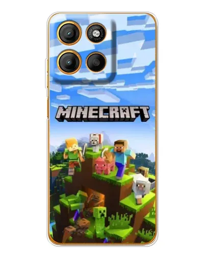 Чехол для Motorola Moto G15 Power с картинкой «Minecraft классический мир»