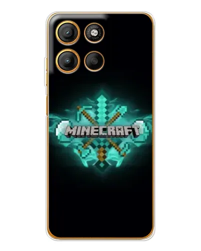 Чехол для Motorola Moto G15 Power с картинкой «Minecraft Diamond лого»