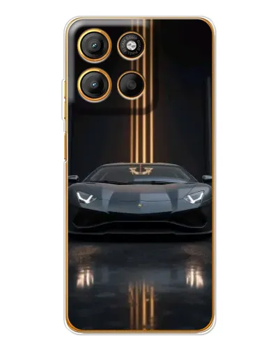 Чехол для Motorola Moto G15 Power с картинкой «Lamborghini золотые линии»