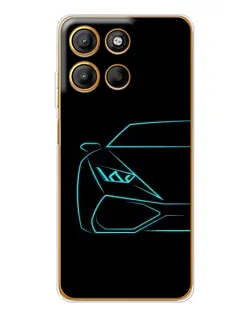Чехол для Motorola Moto G15 Power с картинкой «Голубой силуэт Lamborghini»