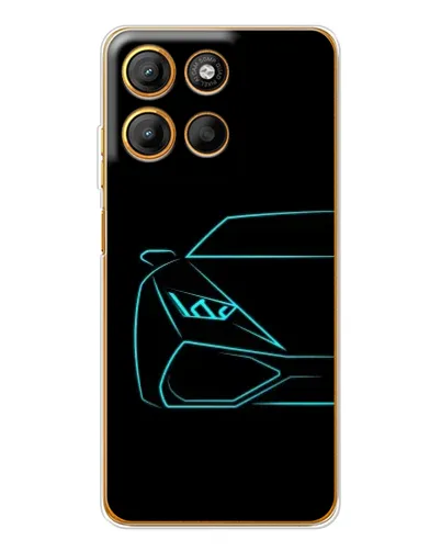 Чехол для Motorola Moto G15 Power с картинкой «Голубой силуэт Lamborghini»