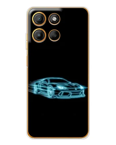 Чехол для Motorola Moto G15 Power с картинкой «Неоновый контур Lamborghini»