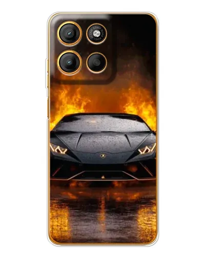 Чехол для Motorola Moto G15 Power с картинкой «Lamborghini в огне»