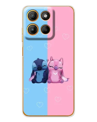 Чехол для Motorola Moto G15 Power с картинкой «Stitch и Angel Love»