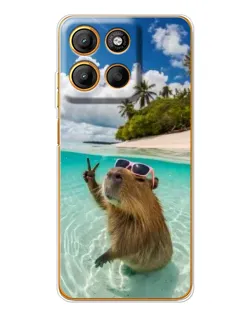 Чехол для Motorola Moto G15 Power с картинкой «Капибара на море»