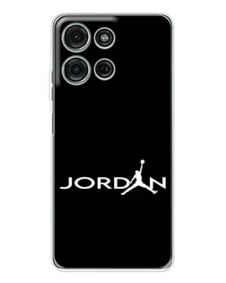 Чехол для Motorola Moto G15 с картинкой «Jordan White Logo»