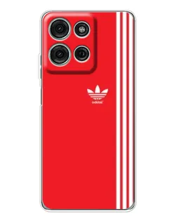 Чехол для Motorola Moto G15 с картинкой «Красный минимализм Adidas»