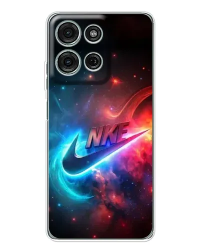 Чехол для Motorola Moto G15 с картинкой «Огненный логотип Nike»