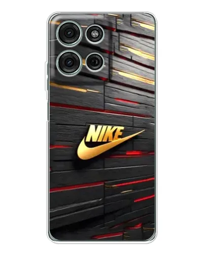 Чехол для Motorola Moto G15 с картинкой «Золотой Nike на металле»