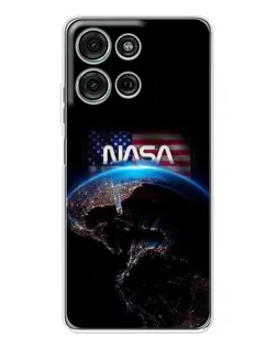 Чехол для Motorola Moto G15 с картинкой «Земля из космоса NASA»