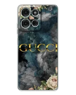 Чехол для Motorola Moto G15 с картинкой «Абстрактные цветы Gucci»