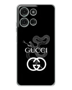 Чехол для Motorola Moto G15 с картинкой «Gucci — серебряная змея»