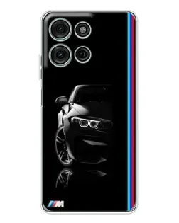 Чехол для Motorola Moto G15 с картинкой «Силуэт BMW в темноте»