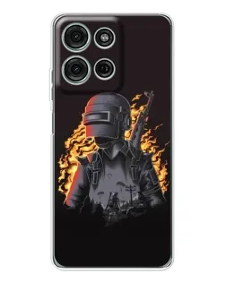 Чехол для Motorola Moto G15 с картинкой «PUBG — огненный силуэт»