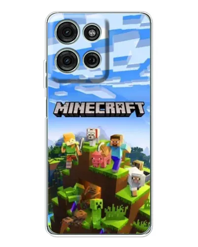 Чехол для Motorola Moto G15 с картинкой «Minecraft классический мир»