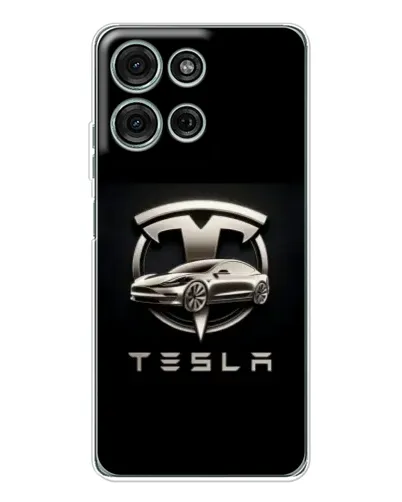 Чехол для Motorola Moto G15 с картинкой «Tesla — серебристое авто» Чехол для Motorola Moto G15 с картинкой «Tesla — серебристое авто»
