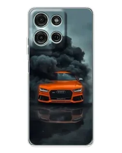 Чехол для Motorola Moto G15 с картинкой «Audi в облаках дыма»