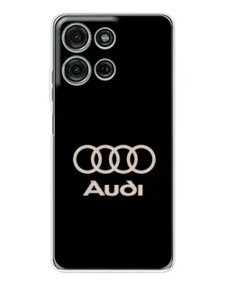 Чехол для Motorola Moto G15 с картинкой «Audi — золотой логотип»