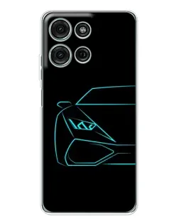 Чехол для Motorola Moto G15 с картинкой «Голубой силуэт Lamborghini»