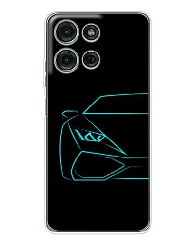 Чехол для Motorola Moto G15 с картинкой «Голубой силуэт Lamborghini»
