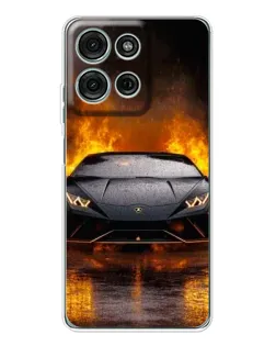 Чехол для Motorola Moto G15 с картинкой «Lamborghini в огне»