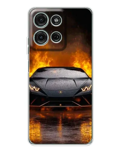 Чехол для Motorola Moto G15 с картинкой «Lamborghini в огне»