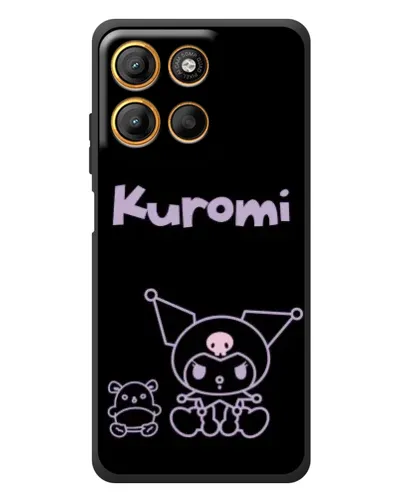 Чехол для Motorola Moto G17 Power с картинкой «Kuromi — черный минимализм»