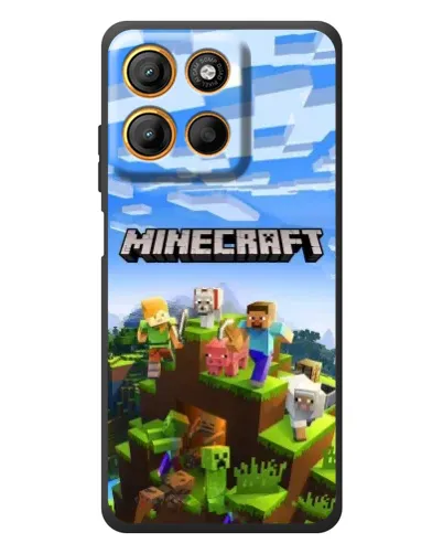 Чехол для Motorola Moto G17 Power с картинкой «Minecraft классический мир»