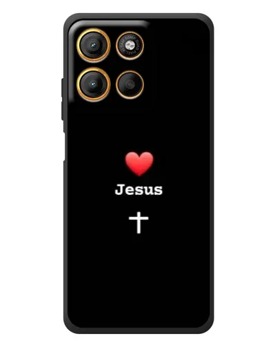 Чехол для Motorola Moto G17 Power с картинкой «Сердце - Jesus»