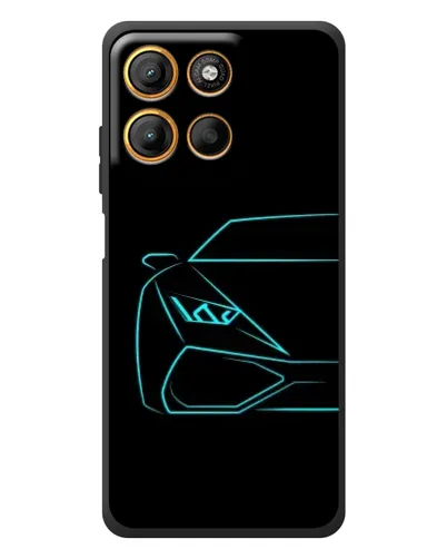 Чехол для Motorola Moto G17 Power с картинкой «Голубой силуэт Lamborghini»
