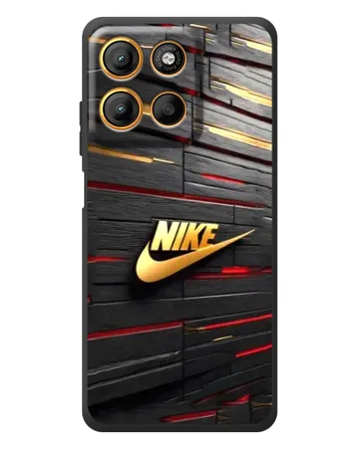 Чехол для Motorola Moto G17 с картинкой «Золотой Nike на металле»