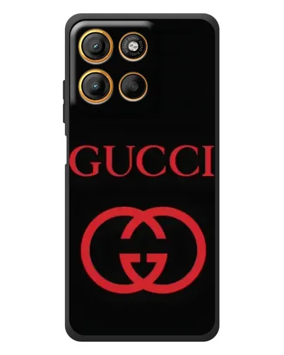 Чехол для Motorola Moto G17 с картинкой «Gucci — красный логотип»