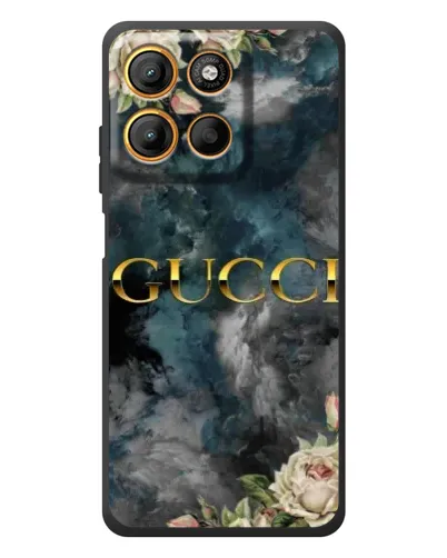 Чехол для Motorola Moto G17 с картинкой «Абстрактные цветы Gucci»