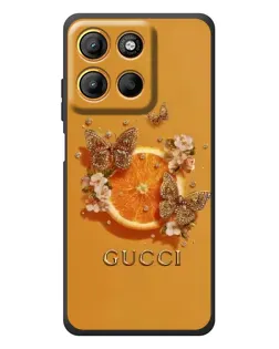 Чехол для Motorola Moto G17 с картинкой «Gucci — золотые бабочки»