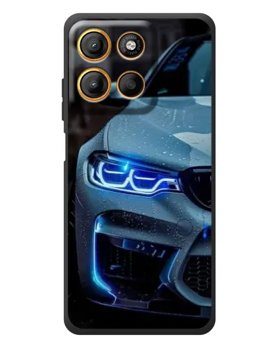 Чохол для Motorola Moto G17 з картинкою «Погляд BMW з синіми фарами»