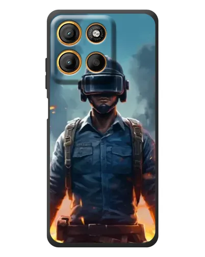 Чехол для Motorola Moto G17 с картинкой «PUBG — реалистичный герой»