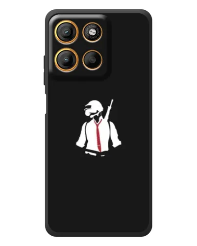Чехол для Motorola Moto G17 с картинкой «PUBG — силуэт воина»