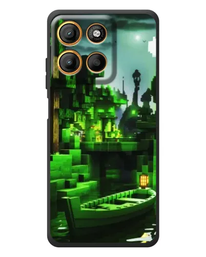 Чехол для Motorola Moto G17 с картинкой «Minecraft лесной пейзаж»