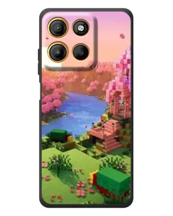Чехол для Motorola Moto G17 с картинкой «Розовое дерево Minecraft»
