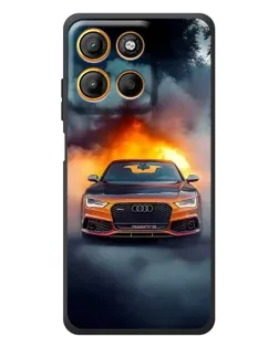 Чохол для Motorola Moto G17 з картинкою «Audi у вогняному диму»