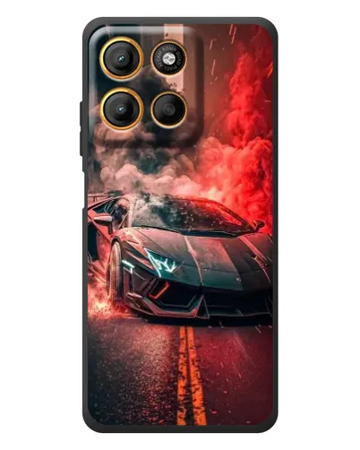 Чохол для Motorola Moto G17 з картинкою «Lamborghini червоний дим»