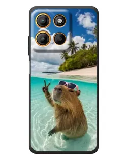 Чехол для Motorola Moto G17 с картинкой «Капибара на море»