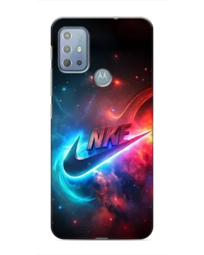 Чехол для Motorola MOTO G20 с картинкой «Огненный логотип Nike»