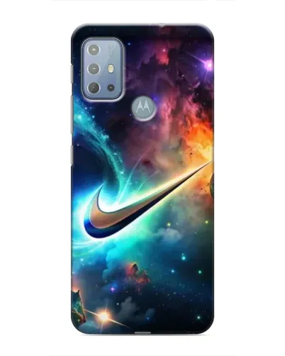 Чехол для Motorola MOTO G20 с картинкой «Космический Nike Swoosh»
